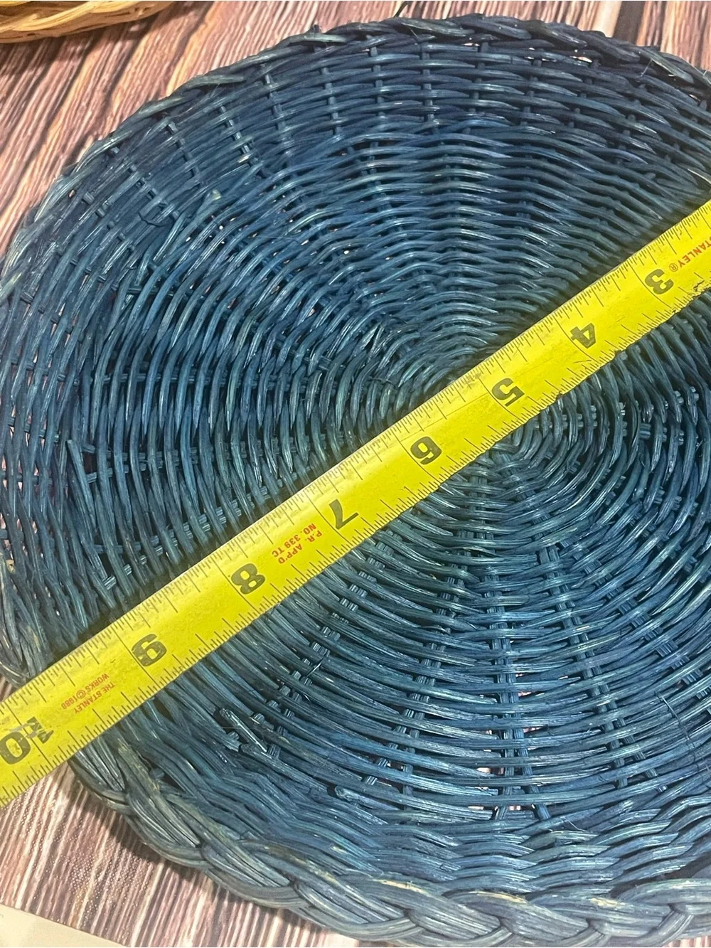 Wicker Plate Holder Woven Multi Color Set Of 10 Orange green tan Brown 9” & 8”